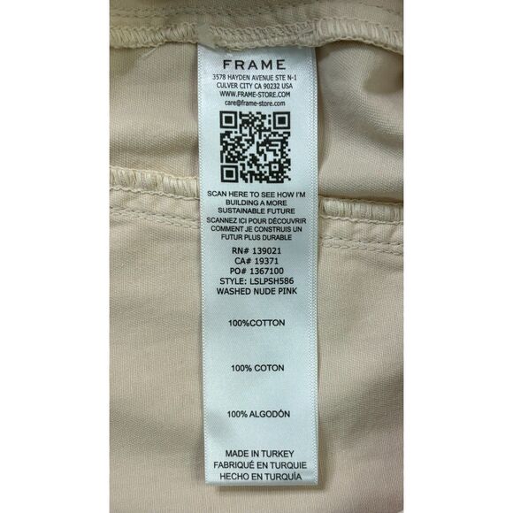 Frame Womens Shorts Size 31 - US 12 Le Super High Short Raw Hem Washed Nude Pink - Picture 8 of 9